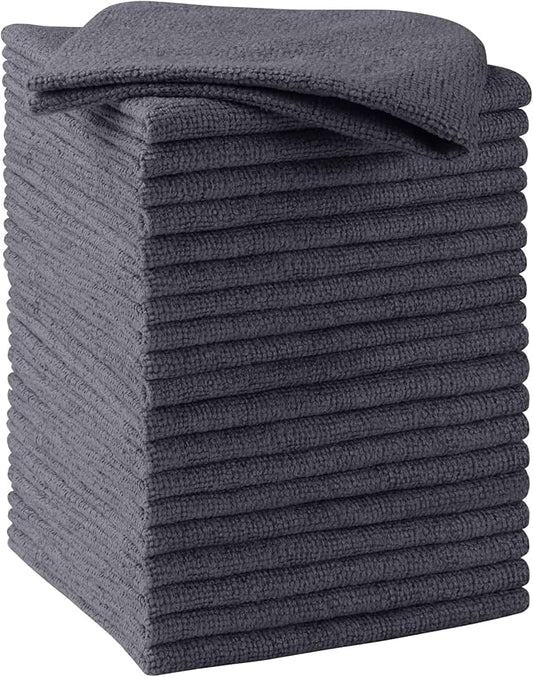 HOMEXCEL Grey Microfiber Cleaning Cloths, 20 Pack Cleaning Rags - Lint Free & Scratch-Free Microfiber Towels for Cars, House & Kitchen, Absorbent Cleaning Towels, 11.5 x 11.5 Inch