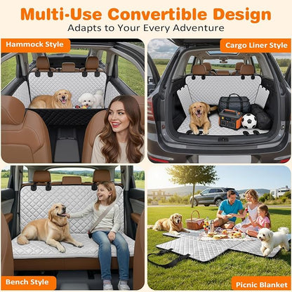 URPOWER Dog Car Seat Cover for Pets 100% Waterproof Seat Cover Hammock 600D Heavy Duty Scratch Proof Nonslip Durable Soft Back Seat Covers for Cars and SUVs