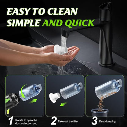 Cordless Car Vacuum Portable -Handheld Vacuum Cleaner 50000PA-High Power Suction & Blower for Car, Home, Office, Desktop, Keyboard,Pet Hair-2-in-1 Vacuum - with 2×4.0Ah Batteries