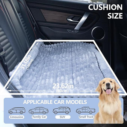 Dog Car Seat Waterproof Bed Cover Non-Slip Car Back Seat Soft and Comfortabl Pet Bed Mat Car Blanket for Travel Backseat Extender Seat Covers Dog Bed for Cars Trucks and SUVs (Light Grey 23.6” x 51”)