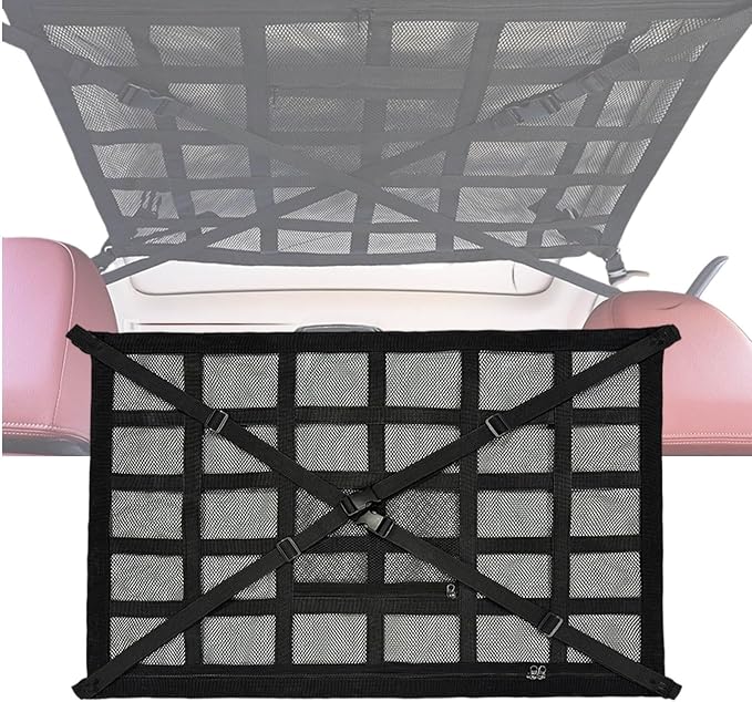 Overhead Car Organizer, Compatible with Jeep Gladiator Sport/Rubicon 2020-2025 Car Roof Storage Net Universal Car Ceiling Storage for Camping Storage Bag,Black-Medium