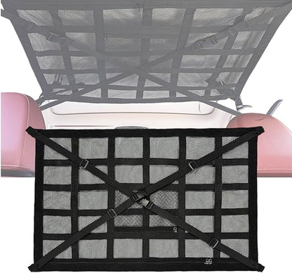 Overhead Car Organizer, Compatible with Jeep Gladiator Sport/Rubicon 2020-2025 Car Roof Storage Net Universal Car Ceiling Storage for Camping Storage Bag,Black-Medium