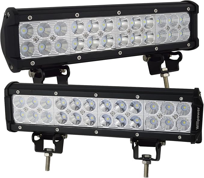 Willpower 2Pcs 12 inch 72W Flood Spot Combo Beams Led Work Light Bar 7200LM for ep Off Road Van Camper Wagon ATV AWD SUV 4WD 4x4 Pickup Van Off-Road Boat Vehicle DC 12V 24V IP67 Waterproof