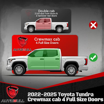 6 Inches Running Boards Side Steps Compatible with 2022-2026 Toyota Tundra Crewmax Cab 4 Full Size Doors, Silver Textured Aluminum Nerf Bars