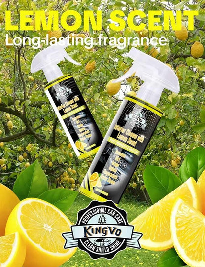 Kingvo Car Interior Cleaner Spray, Multipurpose Leather Seat Cleaner Upholstery Car Cleaning Kit Auto Dashboard Vinyl Detailing Supplies Kit,Lemon Scent