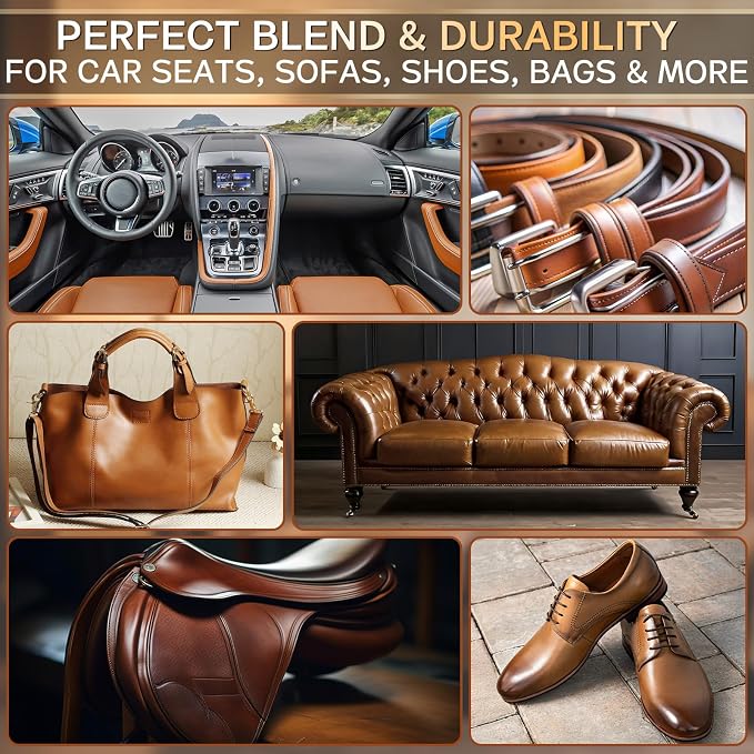 Vigorder Brown Leather Repair Kit for Furniture, Leather Couch Repair Kit for Furniture, Sofa, Jacket, Purse – Super Easy Instructions to Fix Scratches, Tears, Holes, and Peeling