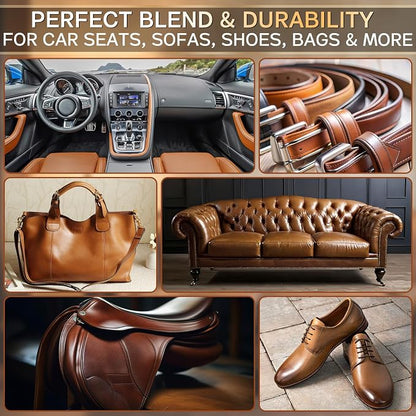 Vigorder Brown Leather Repair Kit for Furniture, Leather Couch Repair Kit for Furniture, Sofa, Jacket, Purse – Super Easy Instructions to Fix Scratches, Tears, Holes, and Peeling