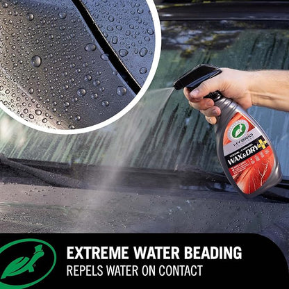Turtle Wax Hybrid Solutions Wax & Dry Plus, Spray On Car Wax for High Gloss Shine and Ceramic Coating Protection For Paint, Wheels, Glass & More, Easy Versitile Application, 26 oz (Pack of 1)