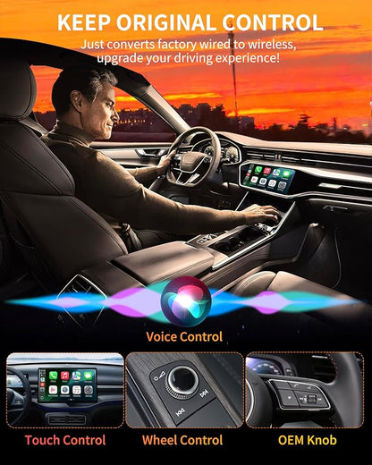 Wireless CarPlay Adapter for iPhone (iOS 10+) & Android Auto Converter (Android 11+), Plug & Play Dongle for Cars 2016+, Wired to Wireless
