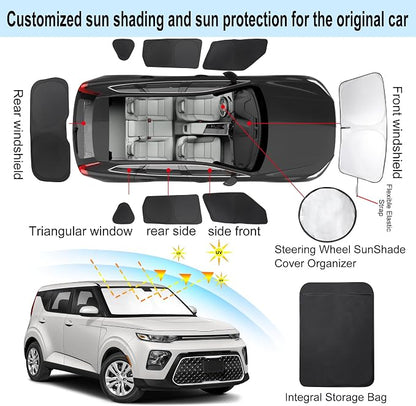TINGLU Window Shades for Kia Soul 2020-2025 2026 Accessories Car Side Full Windows Windshield Sun Shade Sun UV Rays Privacy Protection for Camping 8PCS