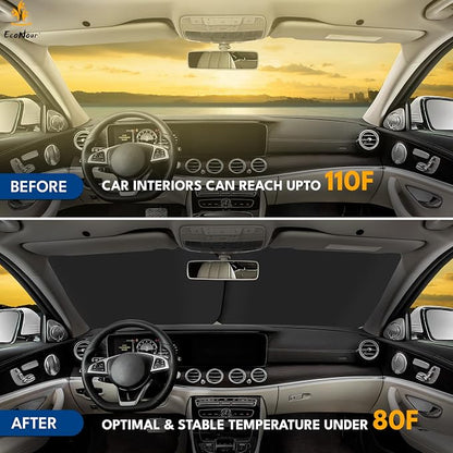 EcoNour 2-Piece Foldable Truck Window Sun Shade, Blocks UV Rays & Heat, Keeps Interior & Dashboard Cool, Durable Automotive Interior Accessory, Large Fit – (32.5" L x 36" W)