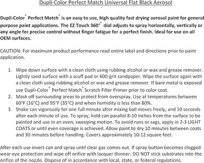 Dupli-Color EBUN01047 Perfect Match Automotive Spray Paint - Universal Flat Black - 8 oz. Aerosol Can