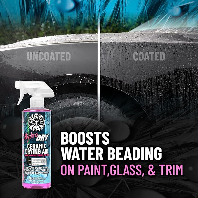 Chemical Guys HydroDry, Ceramic Drying Aid - 16 oz Quick Detail Spray Enhances Shine and Protection After Wash, Safe for Cars, Trucks, SUVs, Motorcycles, and RVs - Hydrophobic Gloss Booster