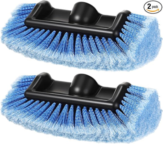 Tanlade 2 Pcs Car Wash Brush Head with Soft Detailing Bristle Flow Through Car Cleaning Brush Exterior Wash Equipment for Auto Truck RV Boat Camper(12 Inch,Blue)