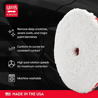 Griot's Garage BOSS 6.5” Microfiber Pads for Car Polishing and Detailing, Buffing Pads for Moderate and Severe Scratch Removal, Set of 2