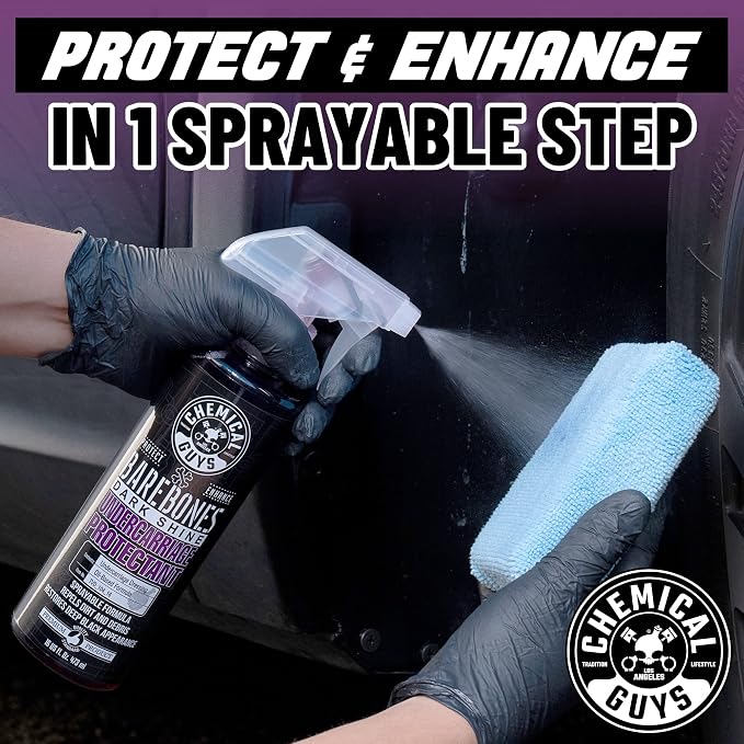 Chemical Guys Bare Bones Premium Dark Shine Spray - For Undercarriage, Wheel Wells & Trim - Deep Black Finish, Non-Greasy, Safe for Cars, Trucks, SUVs, RVs - 128 oz (1 Gallon)