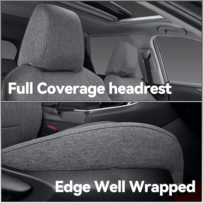 coverdream Front Tacoma Seat Covers Custom Fit for 2024-2026 Toyota Tacoma SR,SR5,TRD Sport,TRD Off-Road,Limited,Fully Covered Breathable Polyester Truck Seat Protector (Front Row Only,Gray)