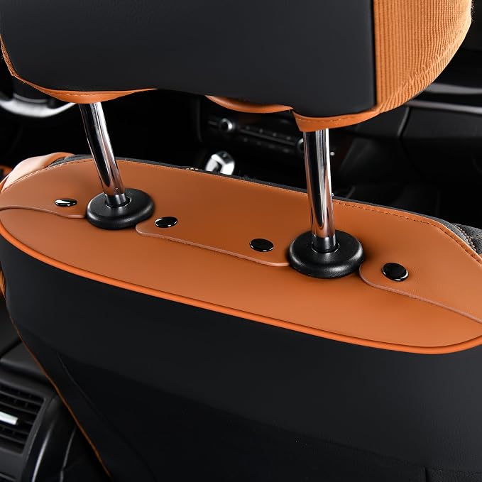 FLORICH Leather Seat Covers for Cars Front Car Seat Cover Premium Automotive Seat Covers Waterproof Car Seat Cushion Protector Universal Fit for Most Cars SUV Trucks, Brown&Black