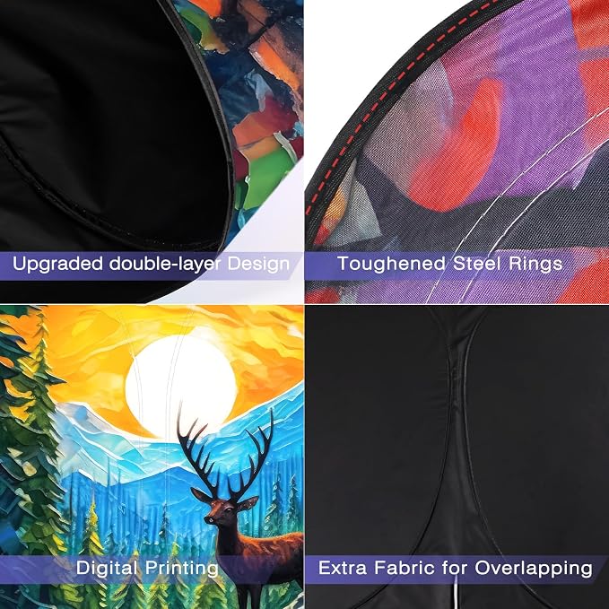 Windshield Sun Shade - Windshield Sun Shade Foldable, Car Sun Shade Windshield Keeps Interior Cool, Foldable Sunshade for Car Windshield with Storage Bag for Cars, SUVs, 55'' x 32''