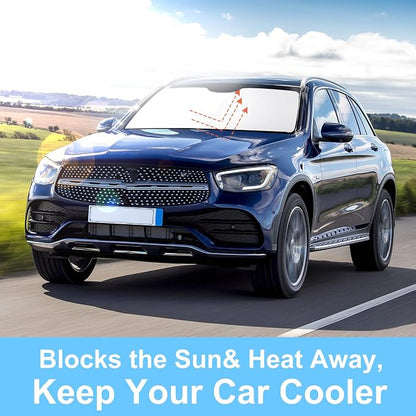 TINGLU Sun Shade for Mercedes Benz GLC 2016-2022 Accessories Windshield Sun Shade Window Shade UV Rays Protection Sun Visor Cover with Steering Wheel Sunshade Storage Bag