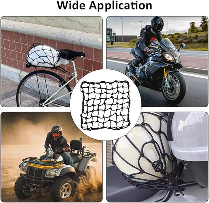Motorcycle Cargo Net, Heavy Duty Bungee Net for Helmet, Small Elastic Mesh, Luggage Cargo Nets with Adjustable Hooks, Elastic Cargo Mesh for Motorbike, ATV