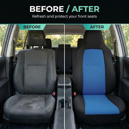 FH Group Automotive Car Seat Covers Blue Interior Front Seats Only Accessories High Back Combo Classic Cloth Car Seat Cover Front Set Universal Fit Cars Trucks and SUV Car Interior Accessories
