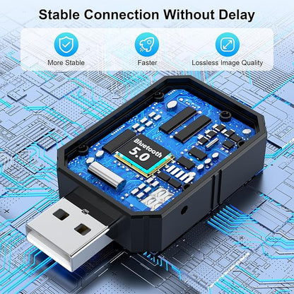 2-in-1 Wireless CarPlay and Android Auto Adapter, CarPlay Dongle Converts Wired to Wireless, Mini USB Design for Cars with Built-in Wired Apple CarPlay, Plug & Play, Auto-Connect for iPhone & Android