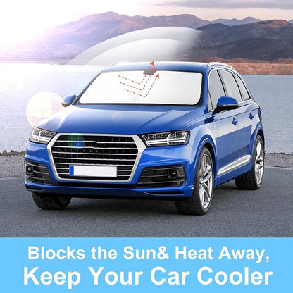 TINGLU Sun Shade for Audi Q7 2007-2015 Accessories Windshield Sun Shade Window Shade UV Rays Protection Sun Visor Cover with Steering Wheel Sunshade Storage Bag