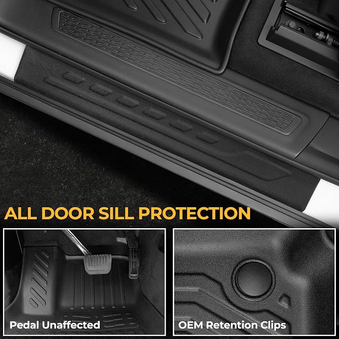 Floor Mats Set for 2022-2025 2026 Jeep Grand Cherokee Accessories, Full Coverage All Weather Floor Mats Cargo Mat with Backrest Protectors & Door Sill Guards (Include 4xe Not for L or WK)