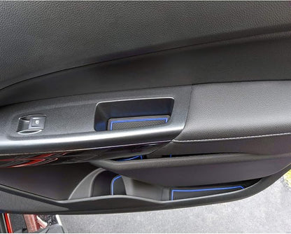 JDMCAR Custom Liner Accessories Compatible with Chevy Colorado/GMC Canyon 2015-2021 2022, Console, Door Pocket, and Cup Holder Rubber Mats 26-PC Set (Crew Cab, Blue Trim)