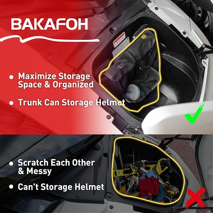 Front Trunk Organizer Frunk Tool Bag for Can Am Spyder F3 F3-L F3-S F3-T 2015+ Models - Removable 3 Mesh Pockets Storage Accessories(Black Style)