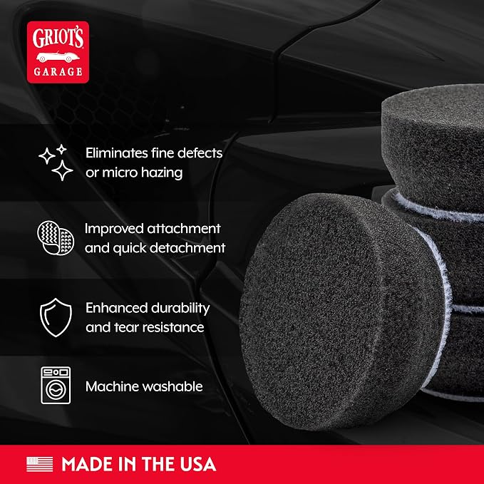 Griot's Garage BOSS 1” Finishing Foam Pads for Car Polishing and Detailing, Buffing Pads for Light Scratch Removal, Auto Wax, and Sealant Application, Set of 6