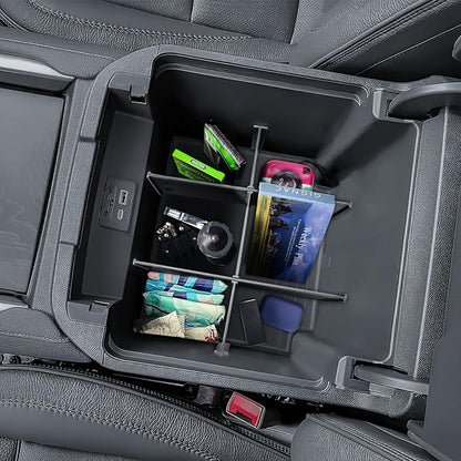 EDBETOS Center Console Organizer for 2021-2026 Chevy Tahoe/Suburban and 2021-2024 GMC Yukon, Fit Standard Console with Charging Socket Only, NOT for Power Sliding Console. Won't Block Original Tray