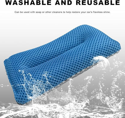 4 PCS Two-Sided Car Wash Sponge, Non-Scratch Microfiber Sponge Pad Soft Mesh Scrubber, Washable Foam Scrub Pads Absorbent Applicator for Cleaning Detailing, Car Accessories (4 PCS)