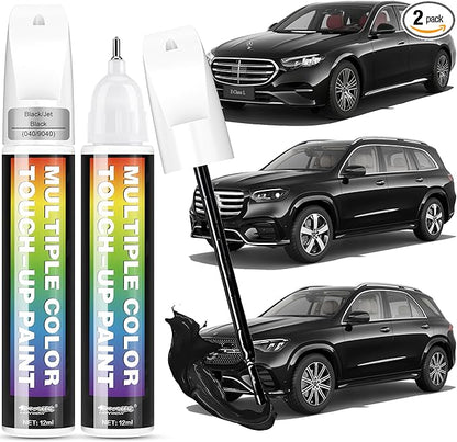 [2-PACK] Compatible with Mercedes-Benz Touch Up Paint[Black/Jet Black(040/9040)]-Exact OEM Match Equivalent,Fast Drying Mula,Eco Friendly Scratch Repair Kit Deep Scratches
