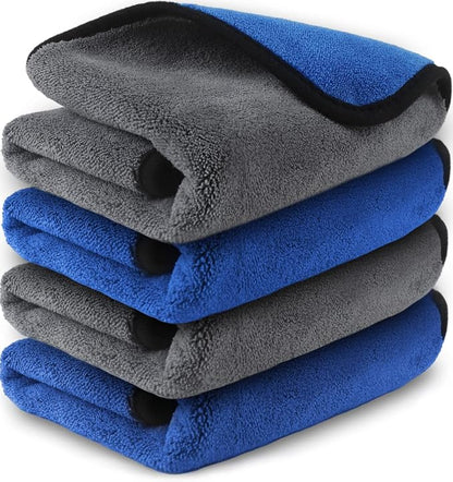 Airlab Microfiber Towels for Cars Wash Drying Thick Plush Cleaning Cloth Auto Detailing Super Absorbent for Interior & Exterior Lint Free, Streak Free, 16" X 16", 800 GSM, Pack of 4