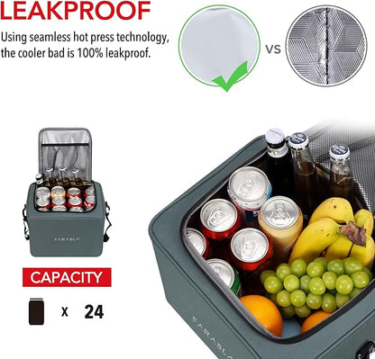 Farasla Waterproof Trunk Organizer with Insulated Leakproof Cooler Bag, Foldable Cover, Adjustable Securing Straps (4-in-1 w/Cooler, Gray)