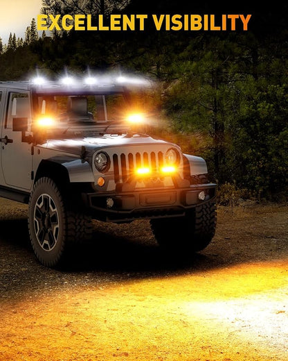 NAOEVO 6in LED Light Bar, 50W 4000LM LED Off Road/Fog/Driving Lights, Spot & Flood Combo for Trucks, Cars, Boat, ATV, UTV, 2 Pcs (White/Amber/White&Amber)