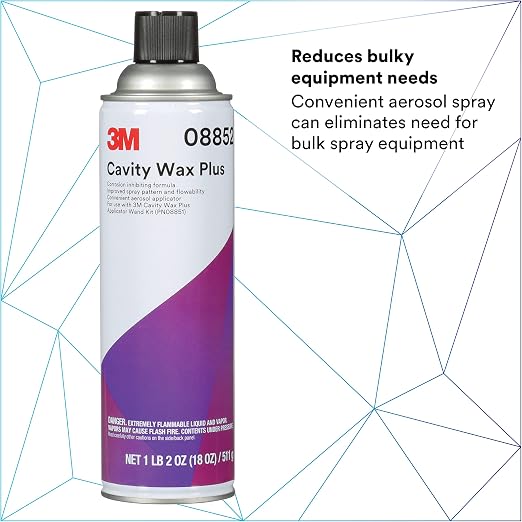 3M Cavity Wax Plus Aerosol Spray, 08852, 18 fl oz, Self-Healing, Corrosion Protection, Non-Hardening, Chipping, Peeling, Cracking