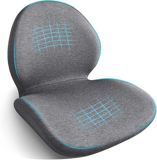 Car Seat Cushion with Lumbar Support Pillow - Memory Foam Driver Seat Cushion for Back & Sciatica Pain Relief, Washable Cover, Non-Slip Bottom for Long Driving, Office Chair & Truck (Grey)