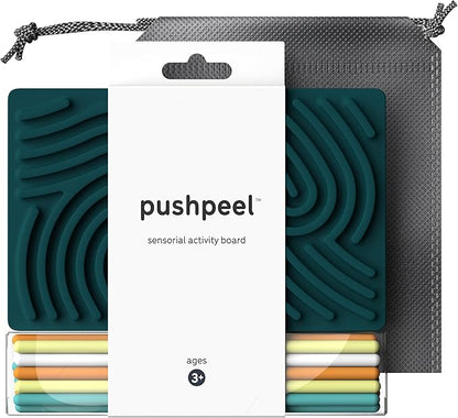 Pushpeel Sensory Activity Board: Silicone Fidget Toy for Calming, Stress, Anxiety, ADHD & Autism | Silent, No Mess | Kids 3+ & Adults | Includes Portable Travel Bag & 11 Strings