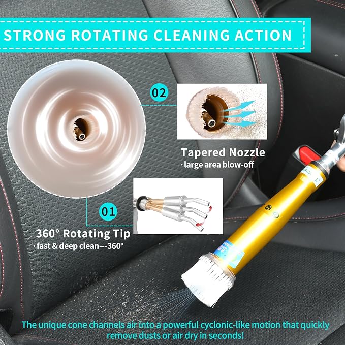 GOCCIDA High Pressure Car Cleaning Gun,Car Air Blow Gun,Tornado Dry Cleaning Gun Quickly Removes Surface Dirt and Dust, Air Gun Works with Air Compressor