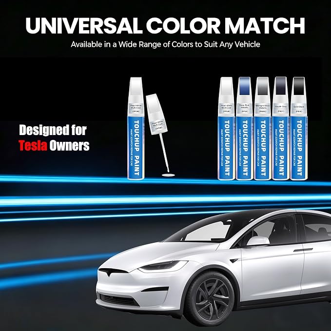 Pearl White Multi-Coat(PPSW) Touch Up Paint Compatible with Tesla 2-in-1 Car Scratch Repair Pen for Rock Chips, Door Scratches&Paint Nicks Exact Color Match Quick Dry DIY Fix for Model Y/3/X/S