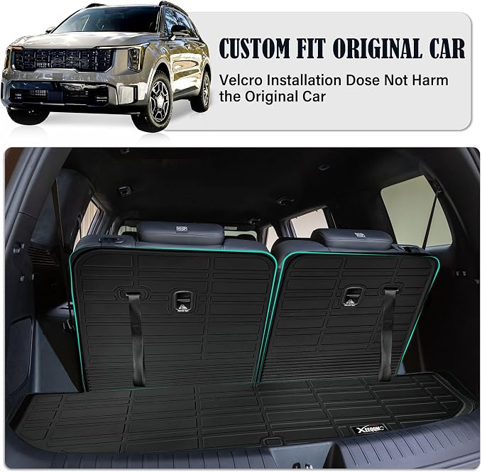 Kia Trunk & Backrest Mat 2021-2025 - All Weather TPE Cargo Liner Protector, 3rd Row Back Seat Cover Accessories