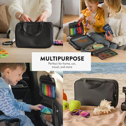 Travel Toiletry Bag for Men & Women, Large Capacity Makeup Organizer & Cosmetic Bag, Water-Resistant Portable Essentials Case with Metal Hook & Carry Handle - Perfect for Travel Use (Black, Small)