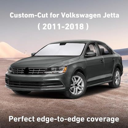 EcoNour Windshield Sunshade Compatible for Volkswagen VW Jetta 2011-2016 2017 2018, Sun Visor for Front Windshield & Window Sun Shade Cover, UV Heat Blocker & Protector, Car Accessories