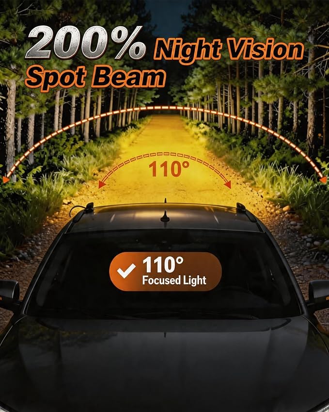 Yellow LED Light Bar 6 Inch 120W Driving Lights Backup Lighting LED Pods | 2PCS 120W Bumper Lights 30° Spot Beam Off Road Fog Lights for Truck SUV ATV UTV, IP68 Waterproof, DT Wiring Harness