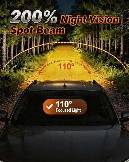 Yellow LED Light Bar 6 Inch 120W Driving Lights Backup Lighting LED Pods | 2PCS 120W Bumper Lights 30° Spot Beam Off Road Fog Lights for Truck SUV ATV UTV, IP68 Waterproof, DT Wiring Harness