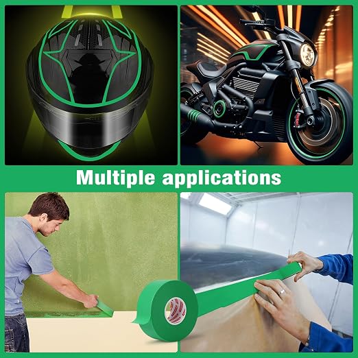 4 Pack Green Automotive Masking Tape 1.41In×55Yd Green Painters Tape, Heat Resistant Masking Tape for Wall Painting Car Body Masking Edge Repair DIY