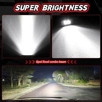 LED Pod Lights Flush Mount, Auto Power Plus 2PCS 4 Inch Off Road Driving Lights Flush LED Light Bar Combo Backup Work Light Bumper Cube Light for Truck Pickup UTV ATV Boat 4x4